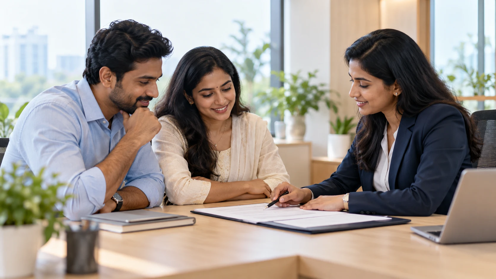 Illustrative financial consultation with a family and adviser
